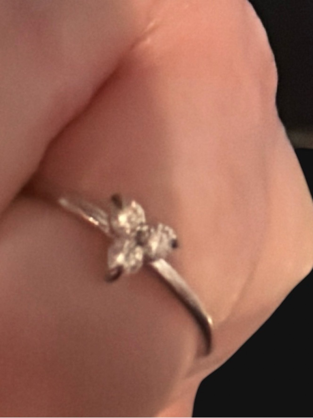 Delicate Silver Flower Cluster Ring - White